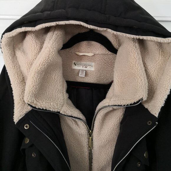 Koolaburra by UGG Sherpa Hood Jacket Tan/Black Women's XL - Picture 3 of 12